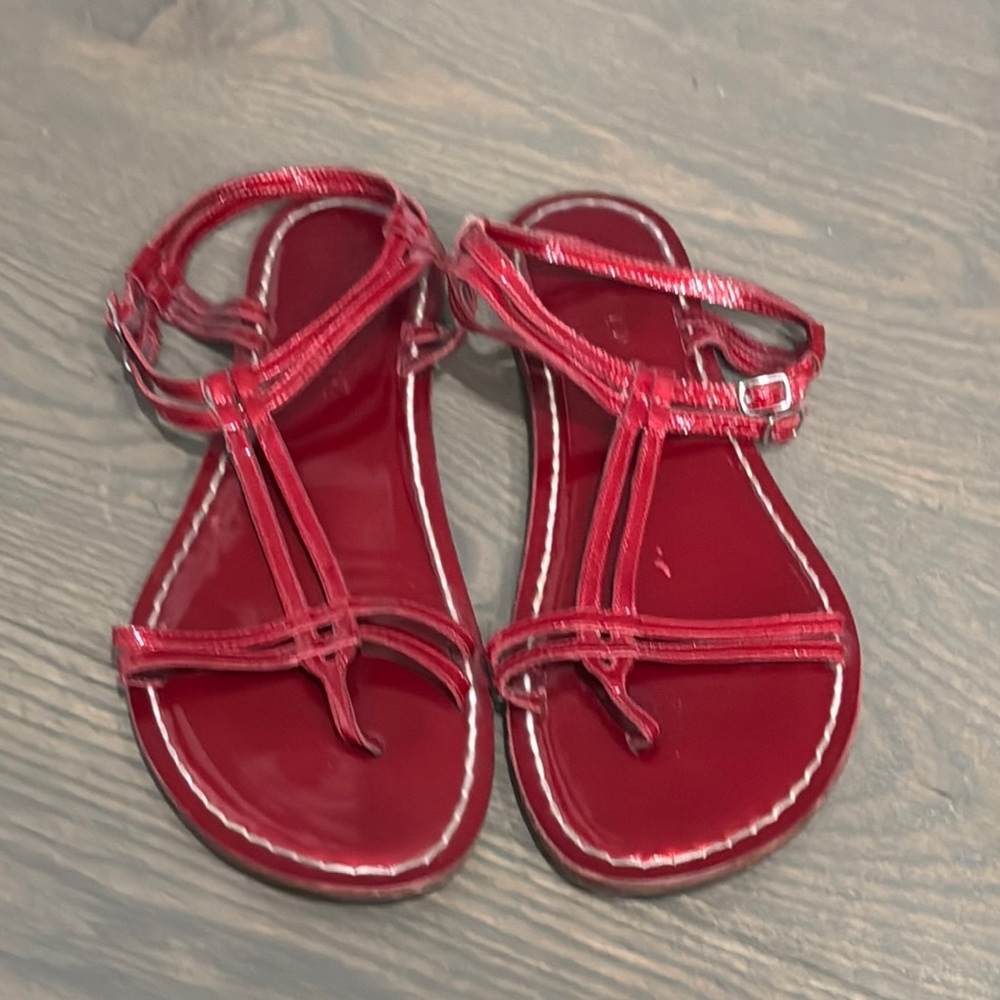 Red Bernardo Patent leather Strappy Sandals